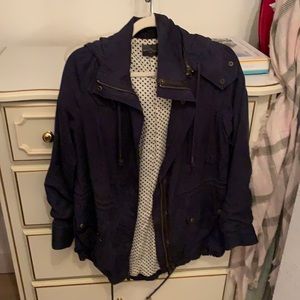 Navy Blue Long Utility Jacket